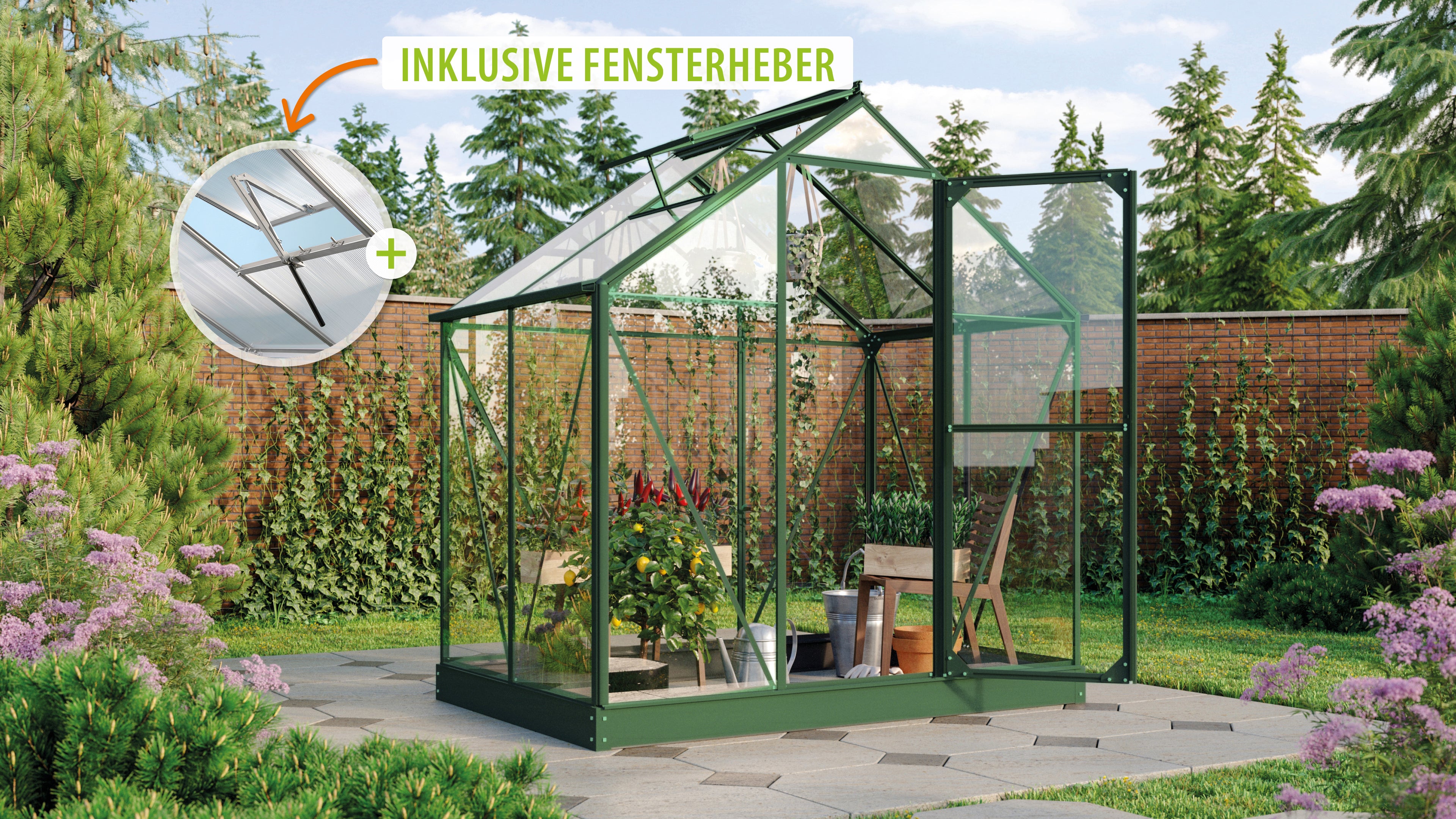 Gewächshaus Triton 2500 ESG 3mm, smaragd - Set