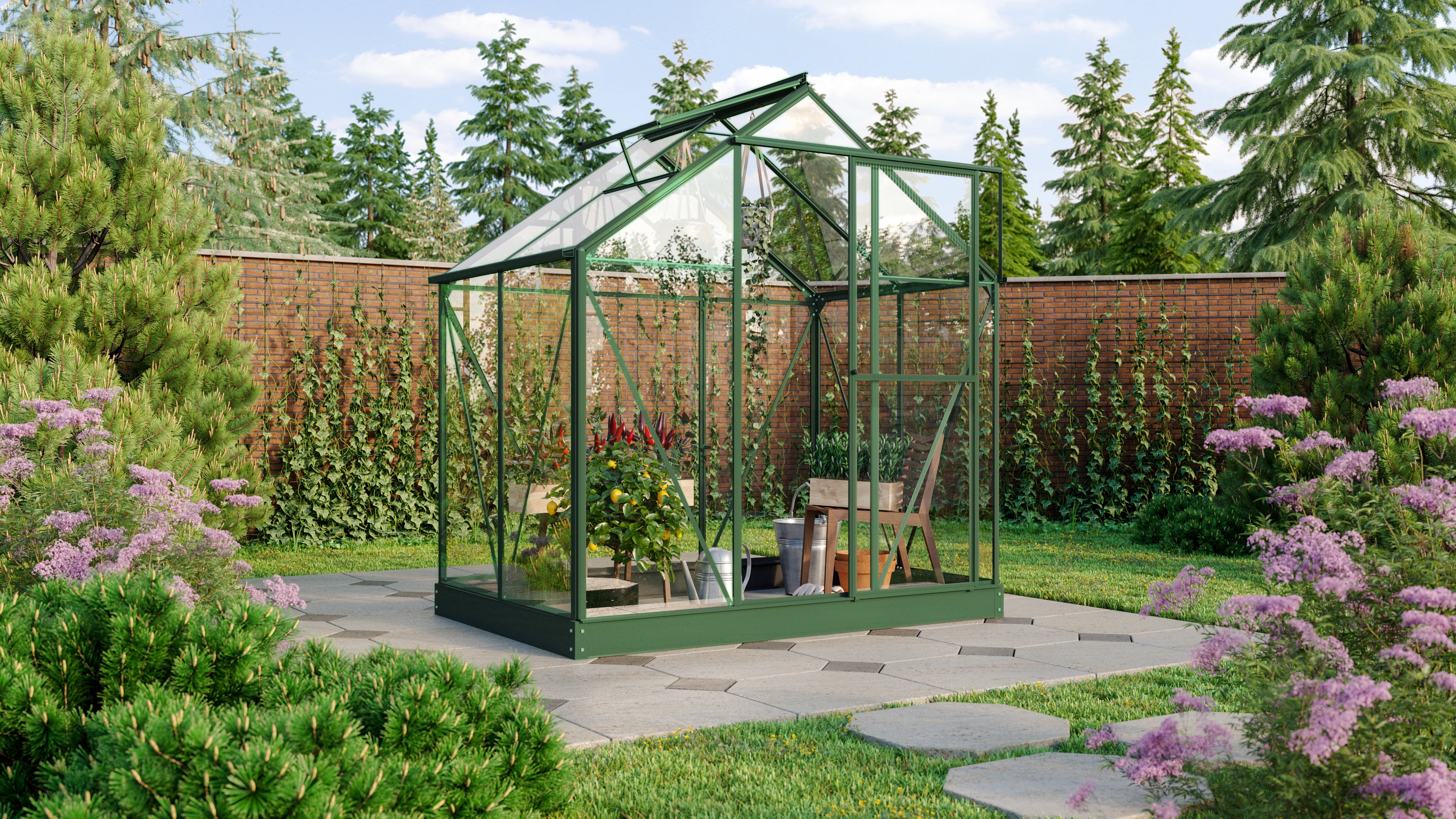 Gewächshaus Triton 2500 ESG 3mm, smaragd - Set