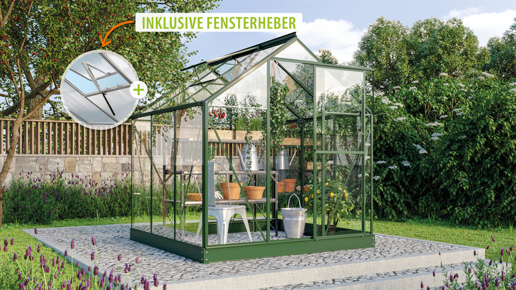 Gewächshaus Triton 3800 ESG 3mm, smaragd - Set