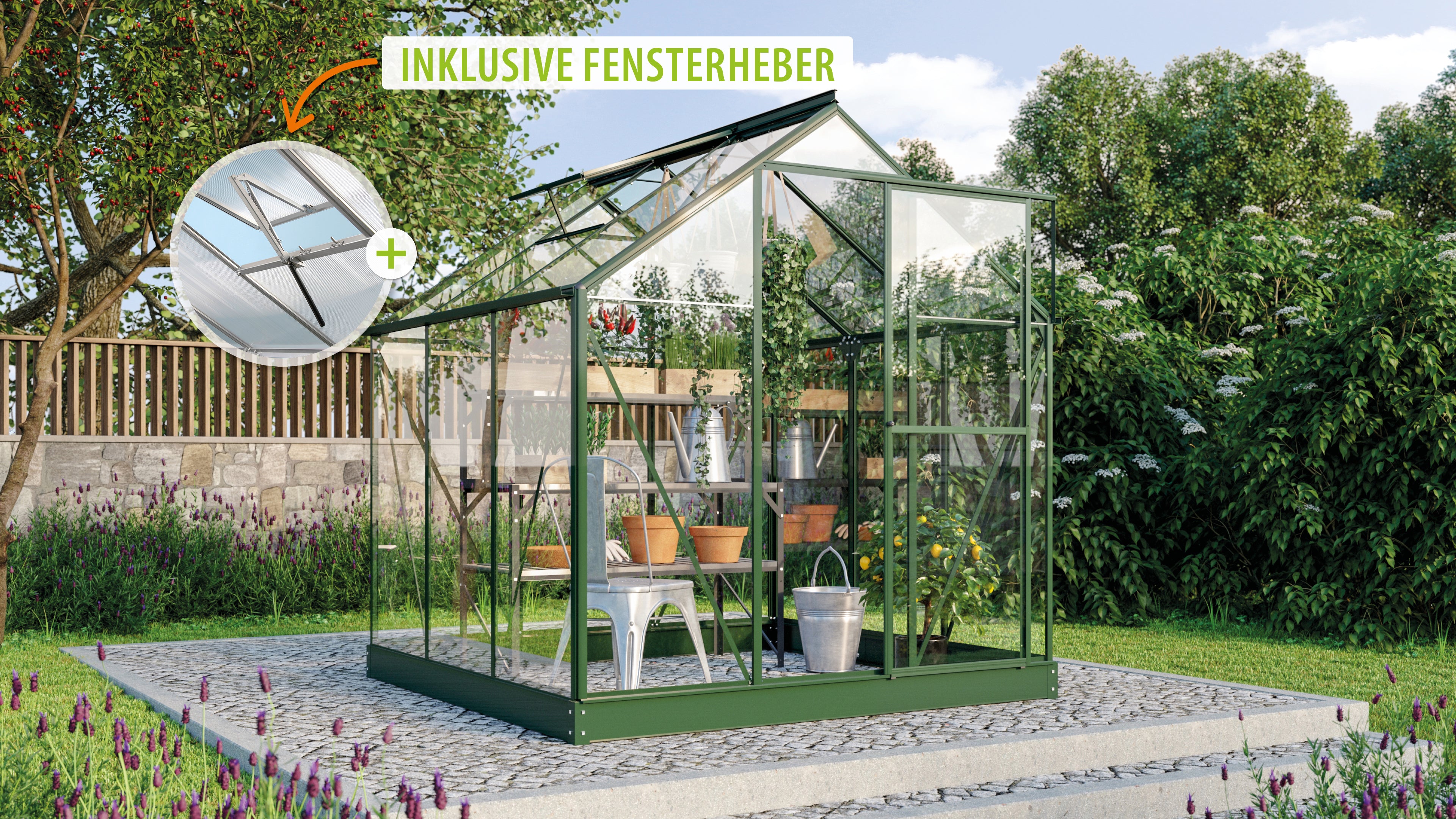 Gewächshaus Triton 3800 ESG 3mm, smaragd - Set