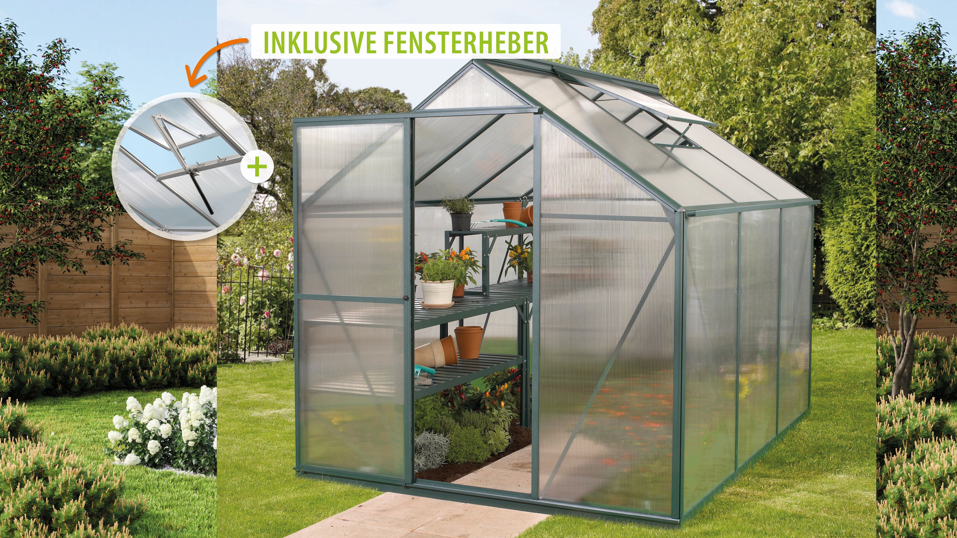Gewächshaus Triton 3800 HKP 6mm, smaragd - Set