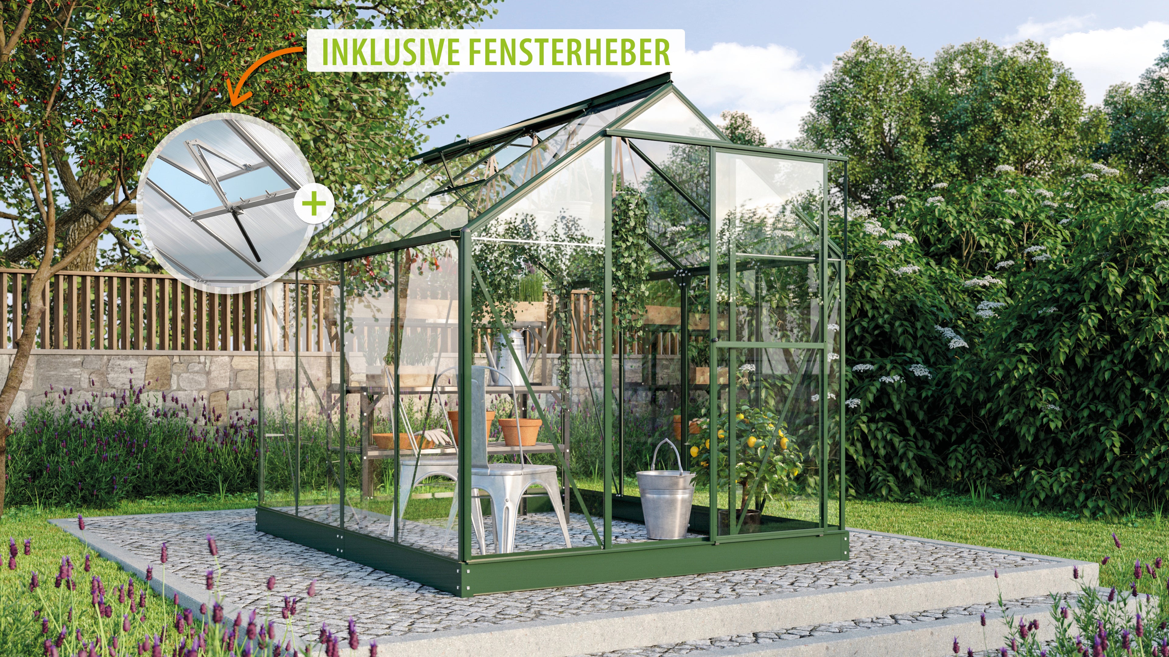 Gewächshaus Triton 5000 ESG 3mm, smaragd - Set
