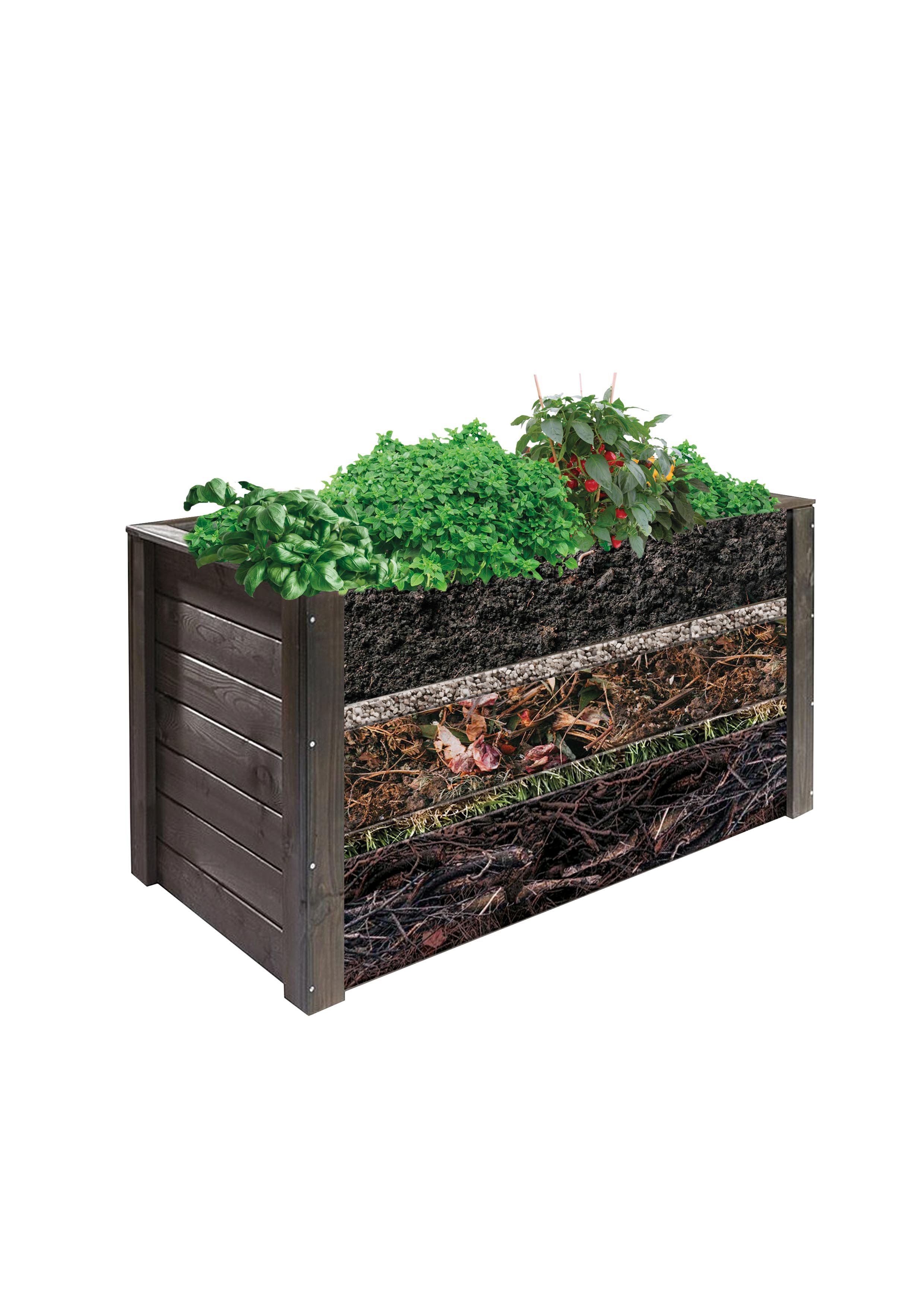 Hochbeet grau lasiert 150x80x80 cm