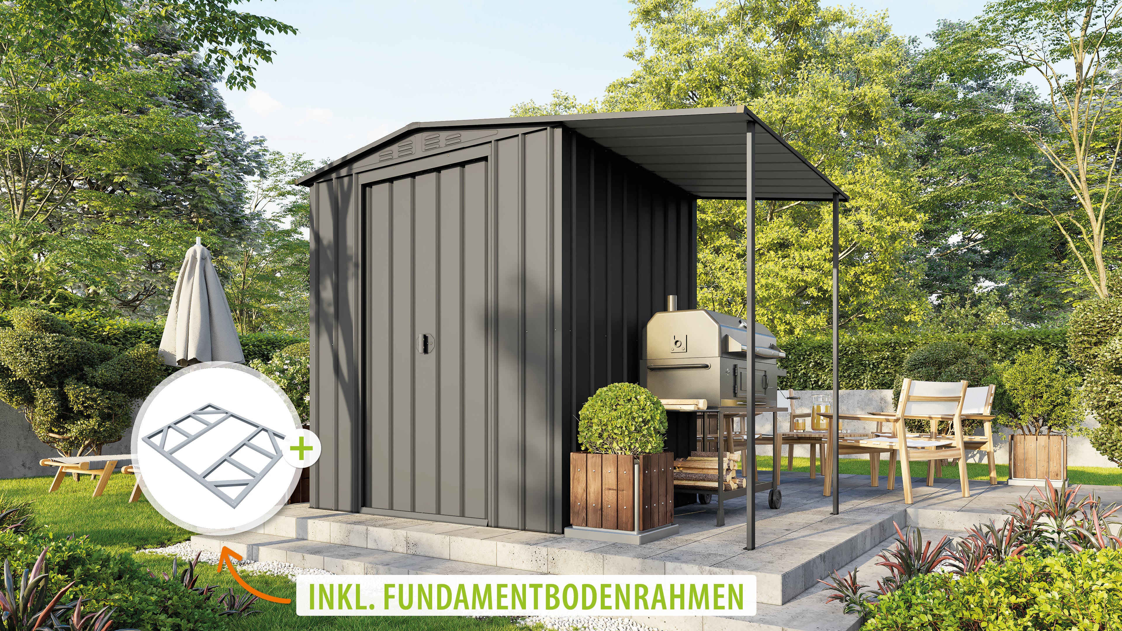 Metallgerätehaus Gartenmanager Dream 65, anthrazit - Set