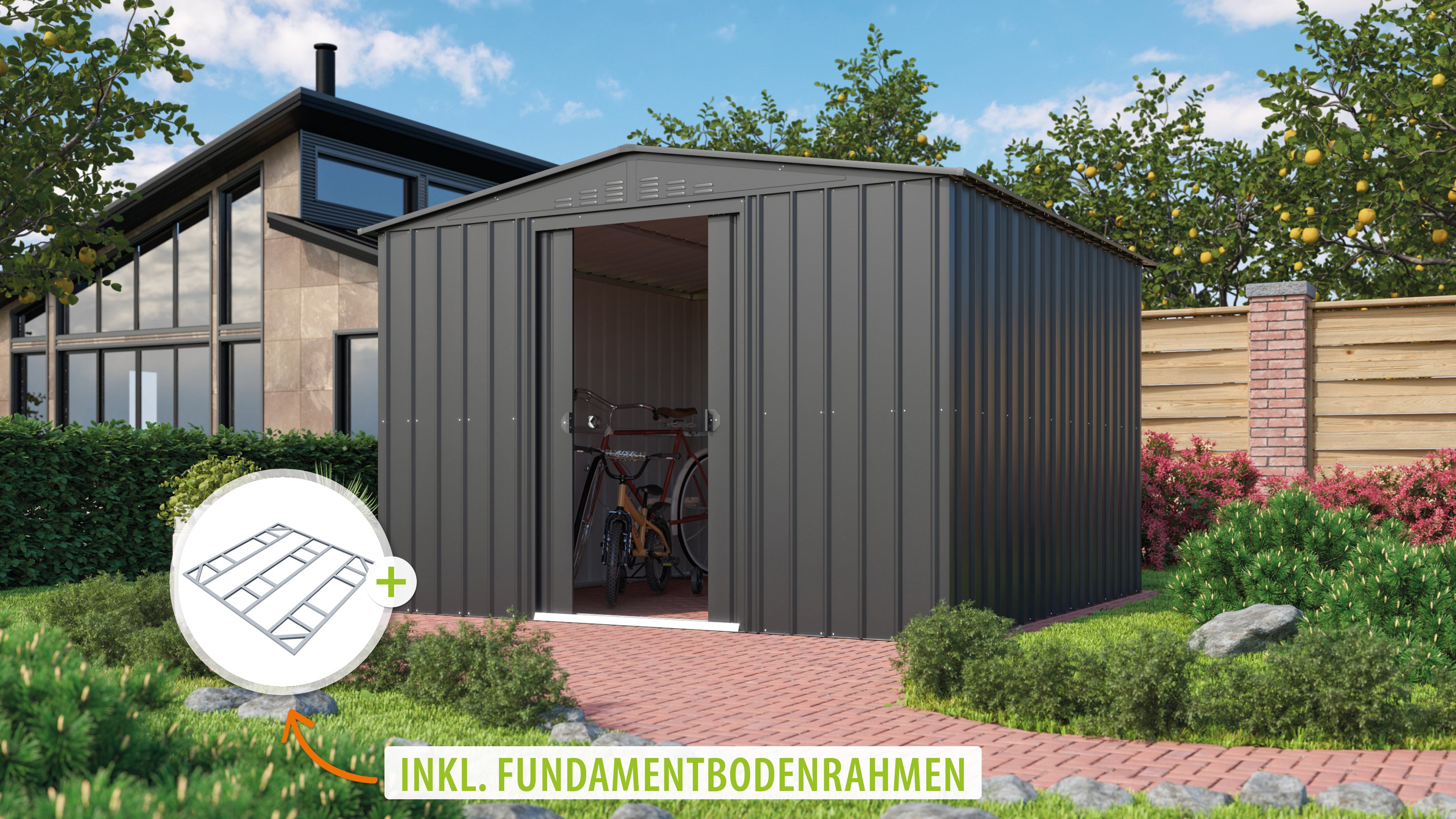 Metallgerätehaus Gartenmanager Dream 1010, anthrazit - Set