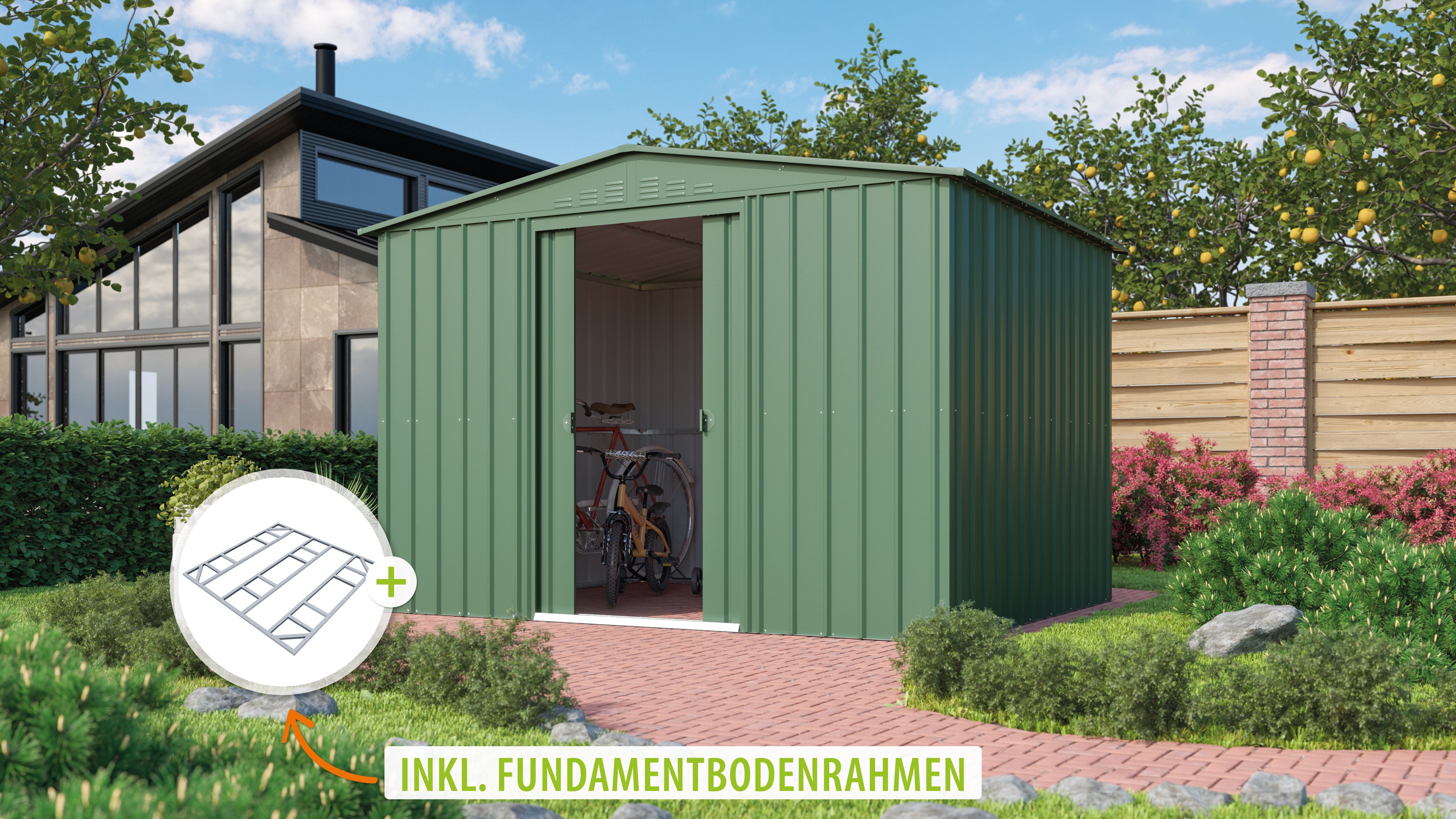 Metallgerätehaus Gartenmanager Dream 1010m, jade - Set