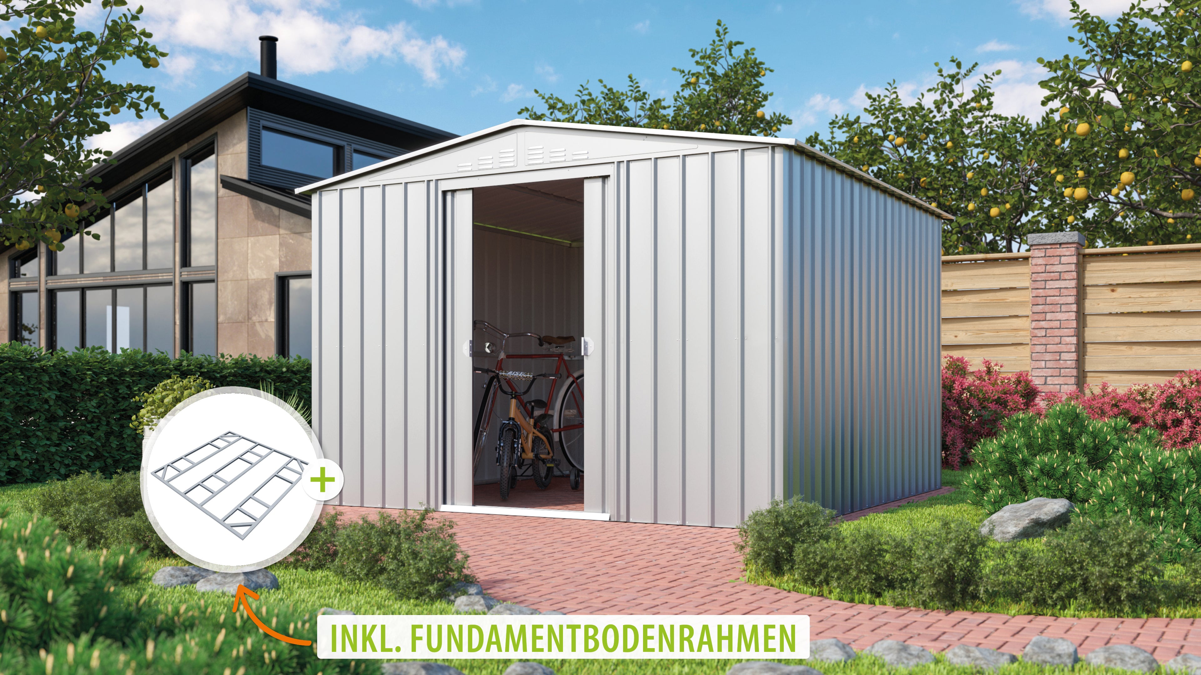 Metallgerätehaus Gartenmanager Dream 1010, silber metallic - Set