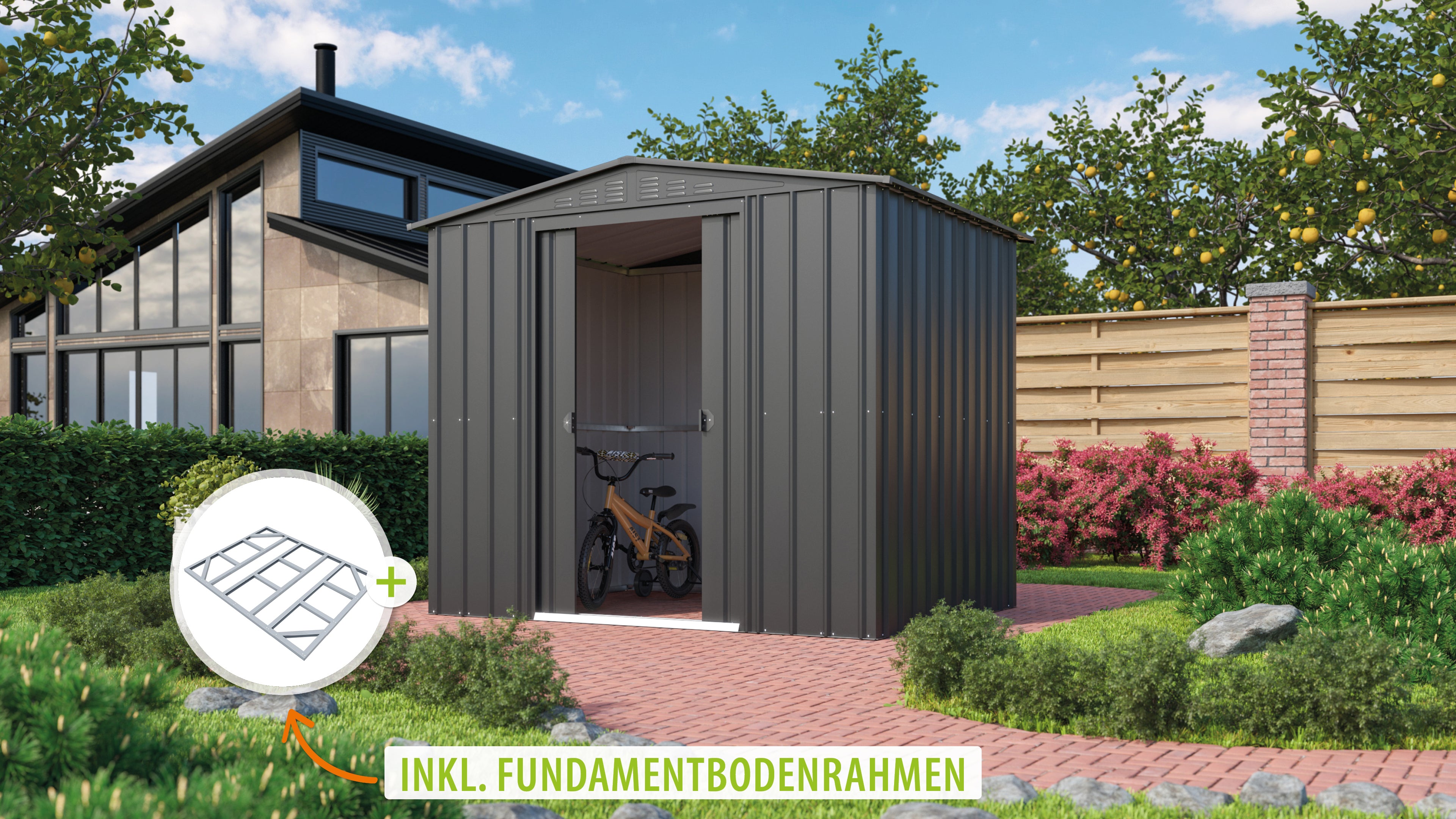 Metallgerätehaus Gartenmanager Dream 86, anthrazit - Set