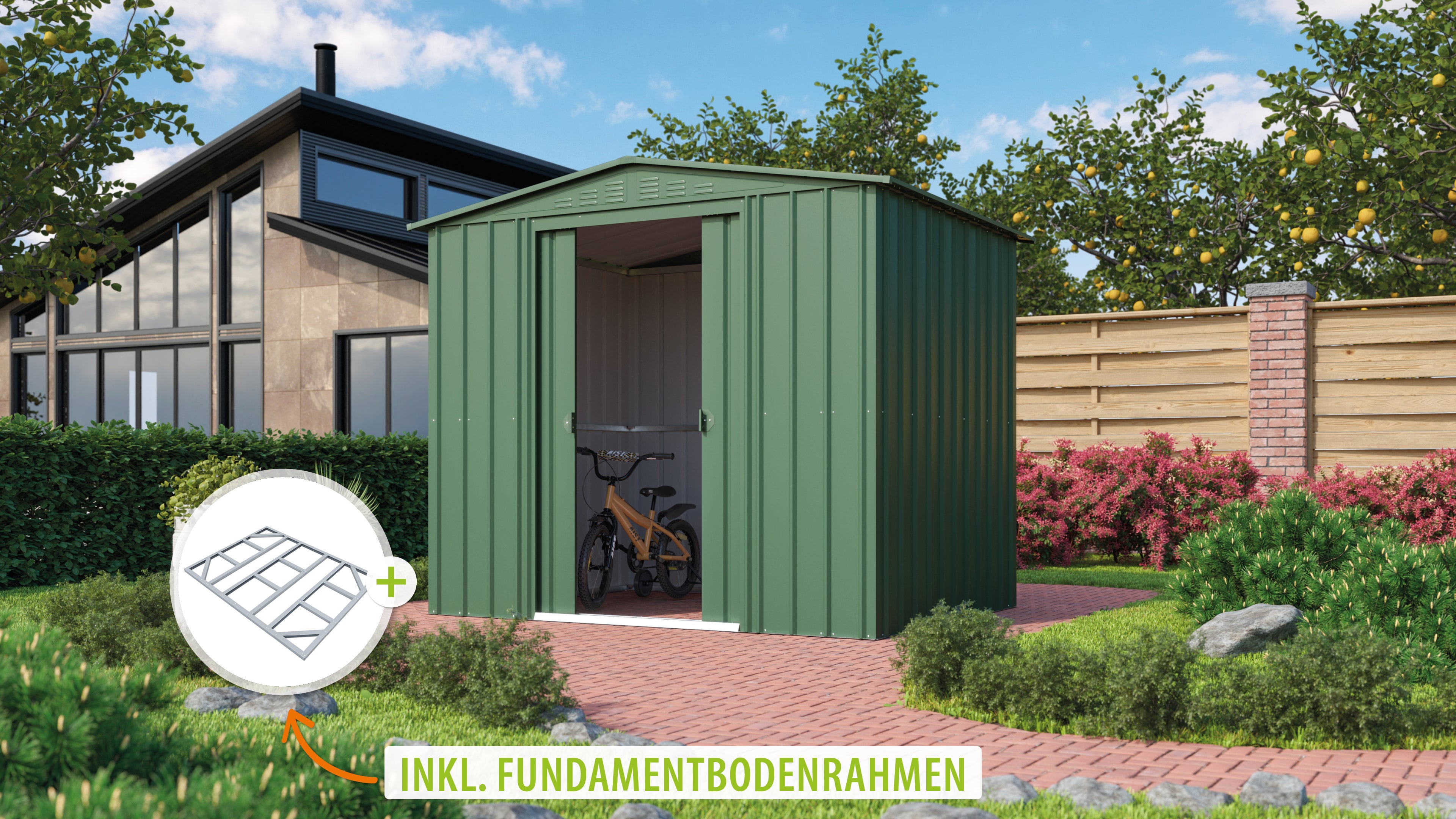Metallgerätehaus Gartenmanager Dream 86, jade - Set