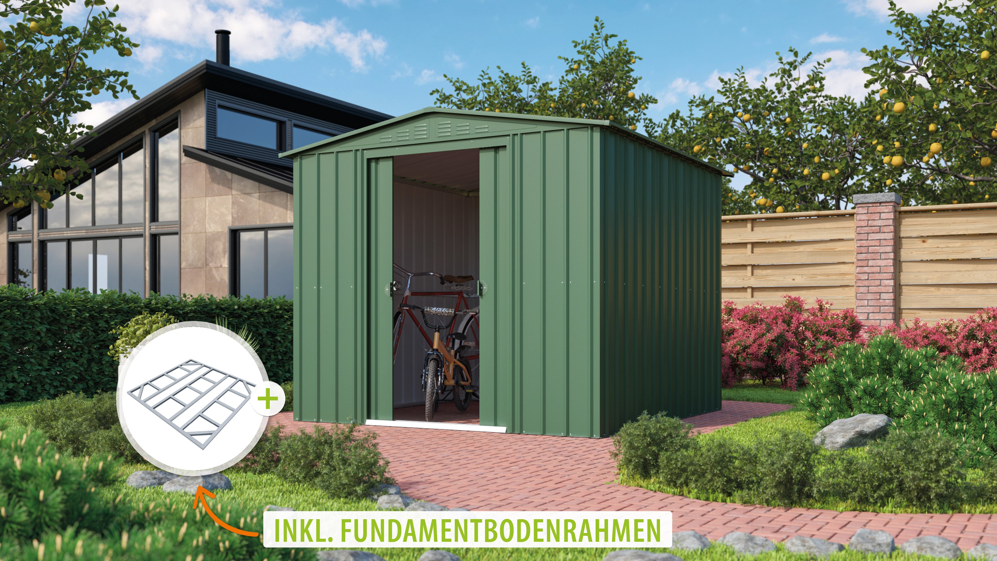 Metallgerätehaus Gartenmanager Dream 88, jade - Set