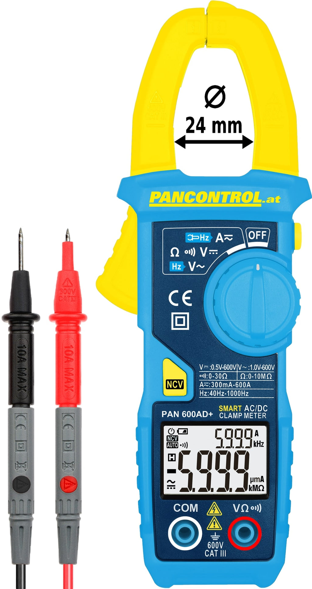 Digital-Stromzange PAN 600AD+ mit automatischer Funktionswahl