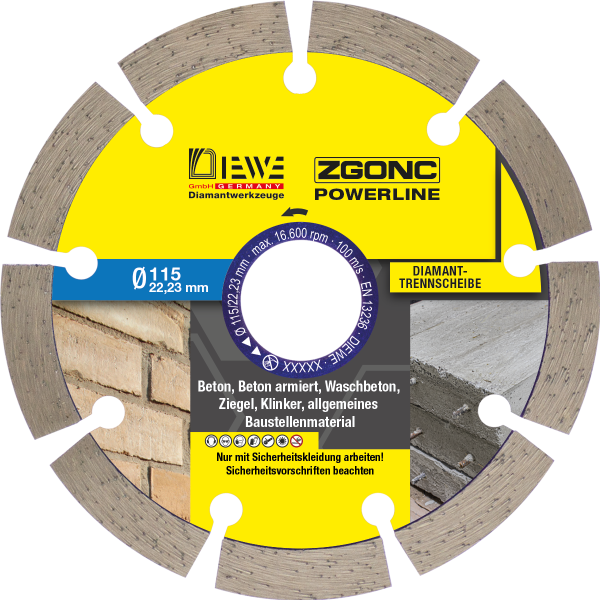 Diamanttrennscheibe POWERLINE Universal Beton 115