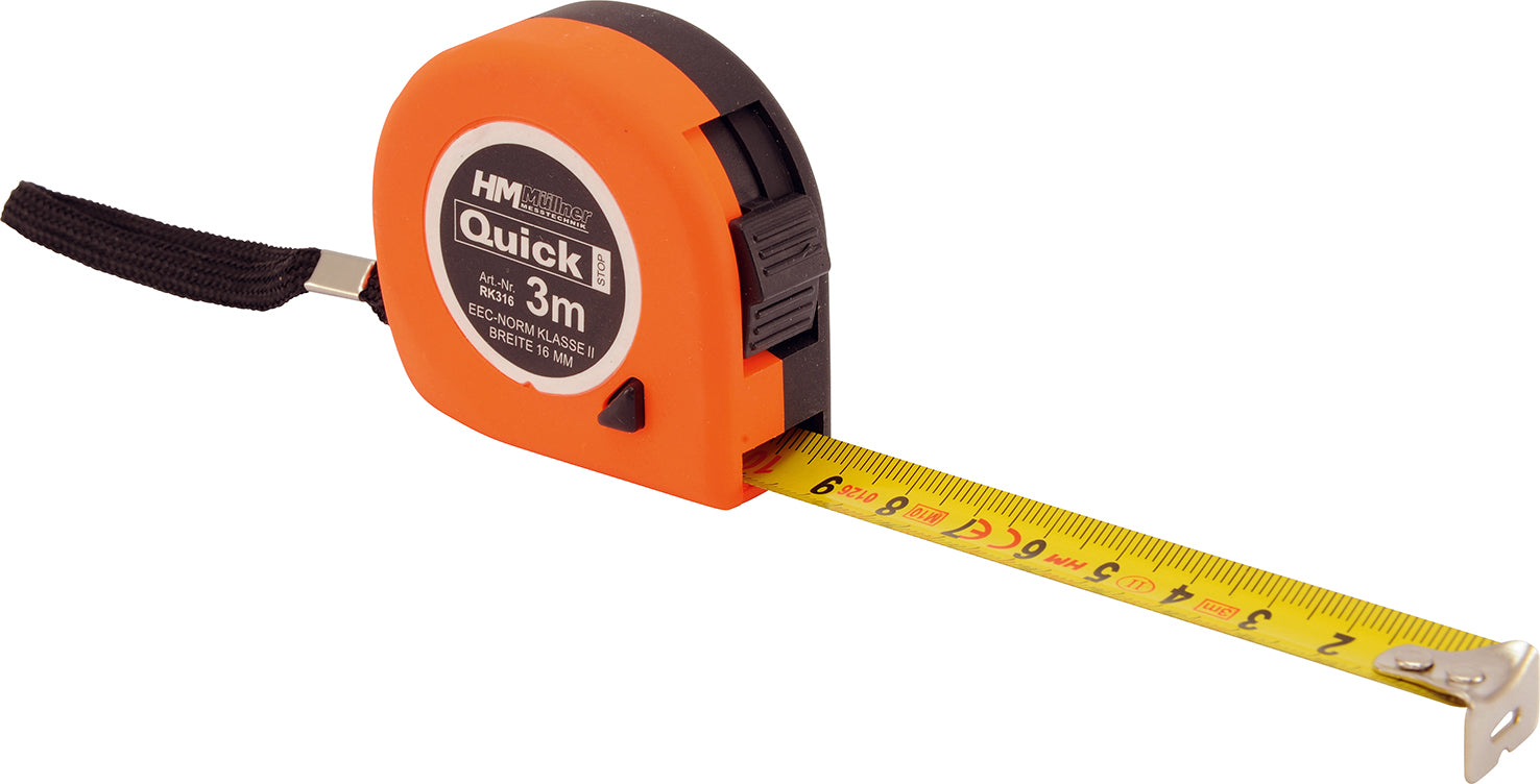 Rollmeter 3 m, 16 mm, mit Stop, Softgriff