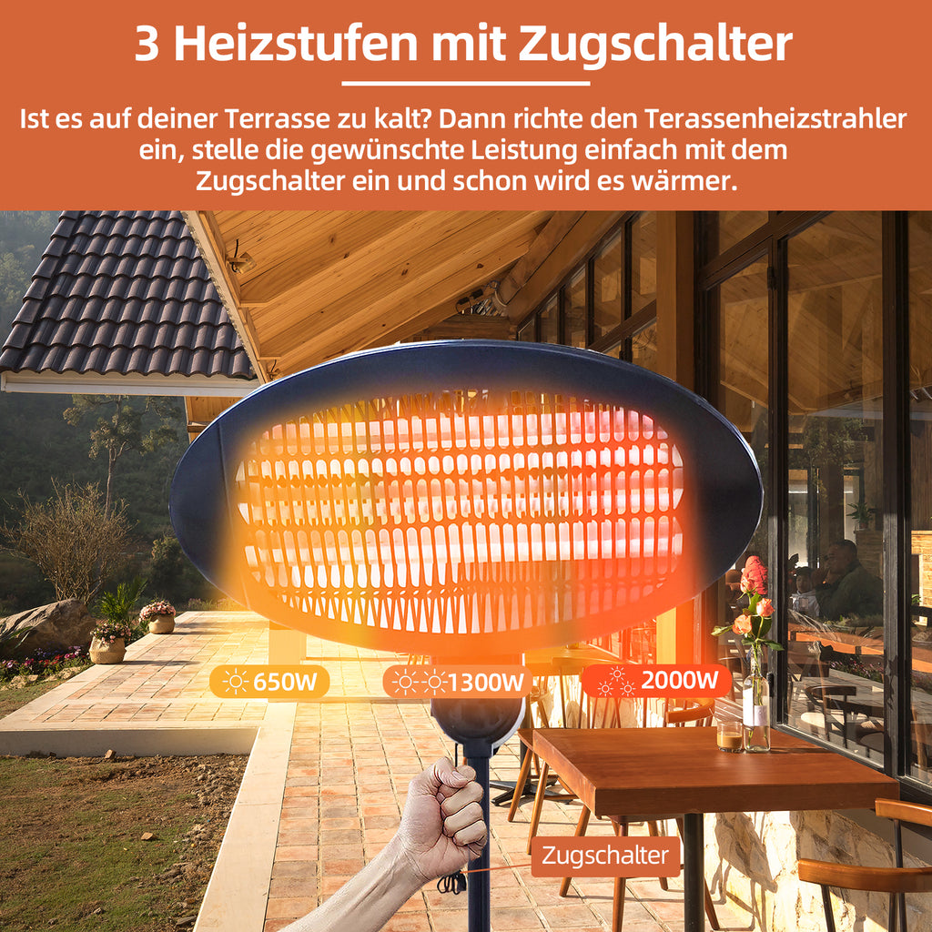 Heizstrahler auf Standfuß 2000 Watt