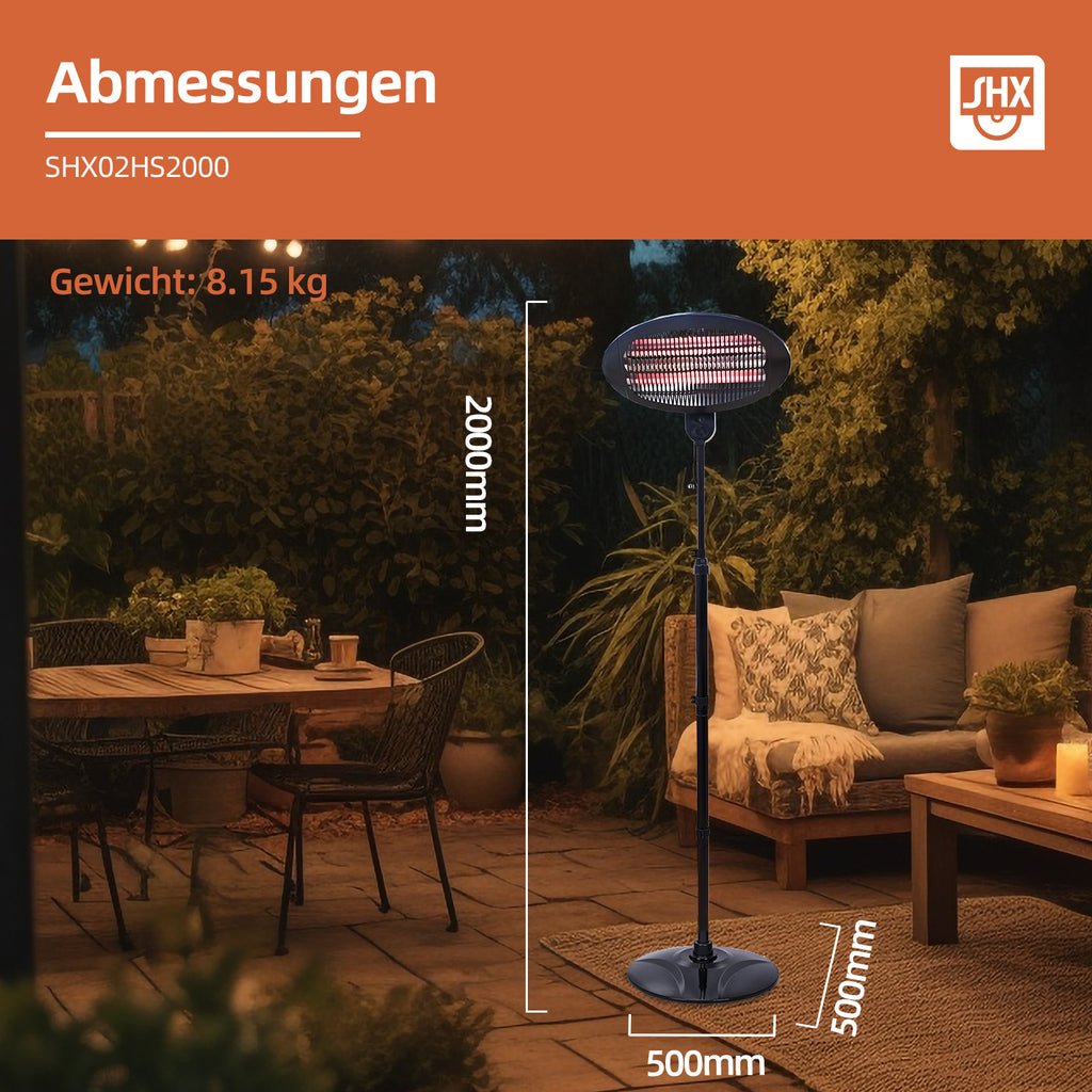 Heizstrahler auf Standfuß 2000 Watt