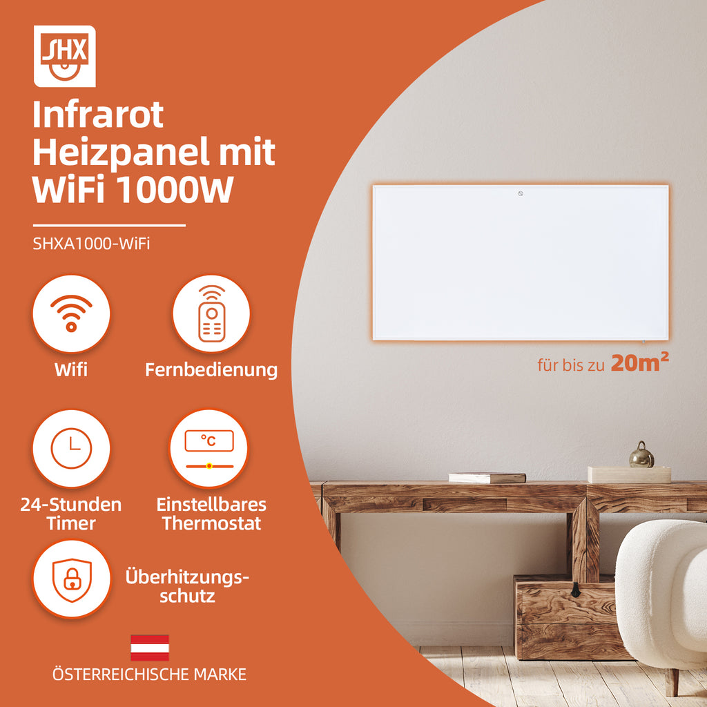 Infrarot-Heizpaneel mit WiFi 1000W