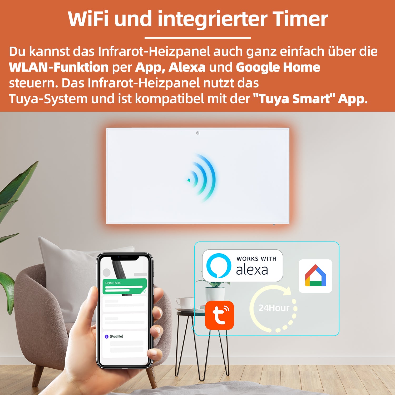 Infrarot-Heizpaneel mit WiFi 1000W