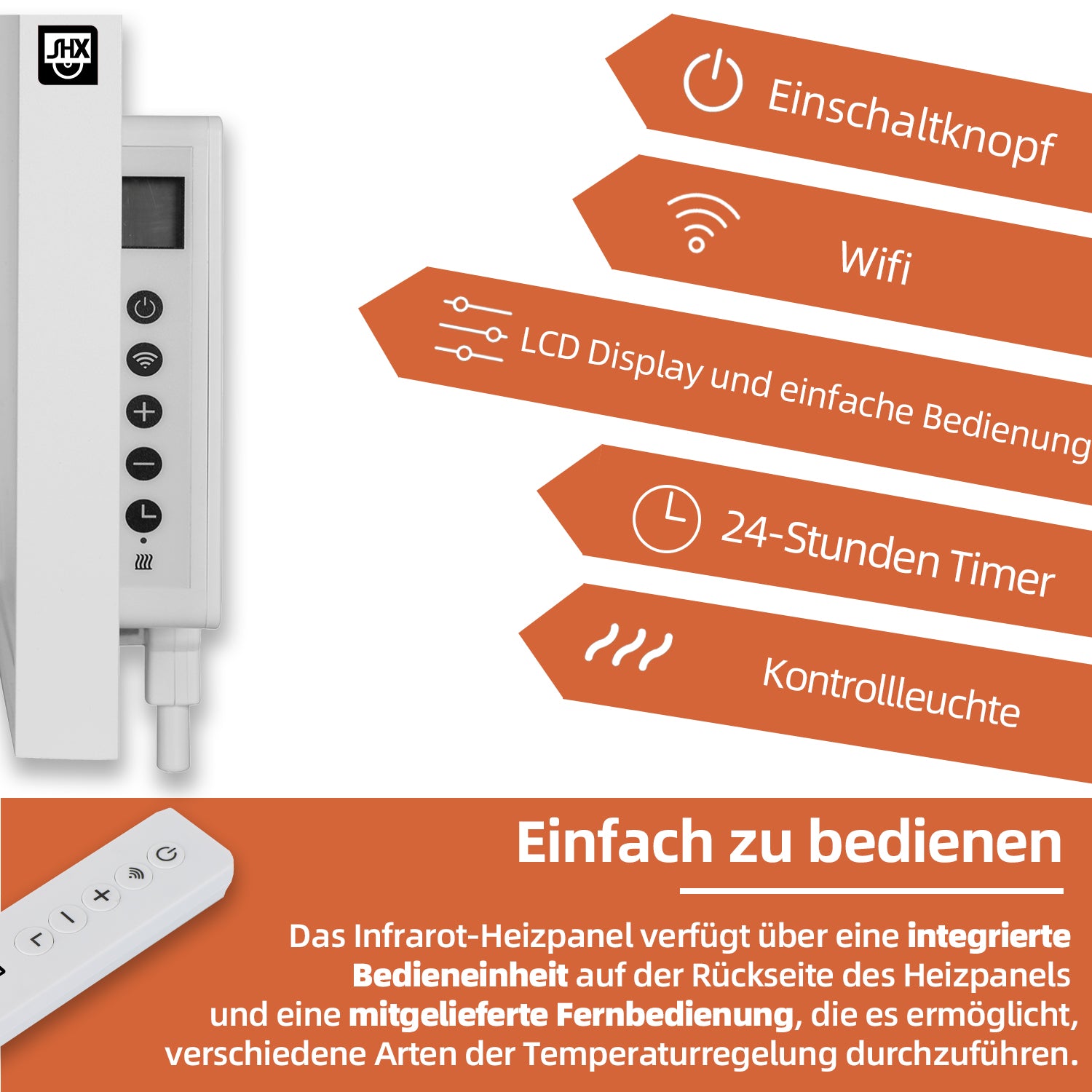 Infrarot-Heizpaneel mit WiFi 1000W