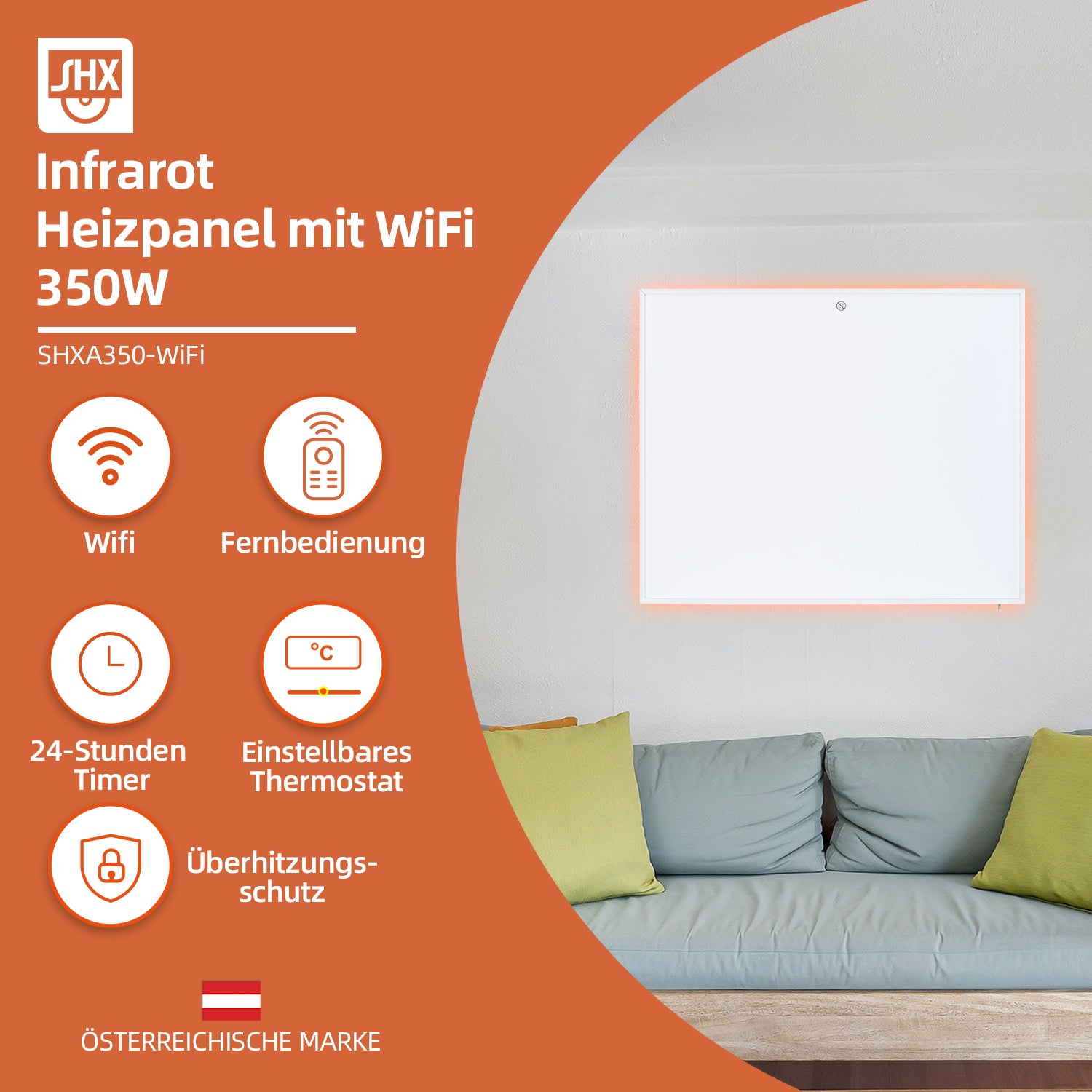 Infrarot-Heizpaneel mit WiFi 350W
