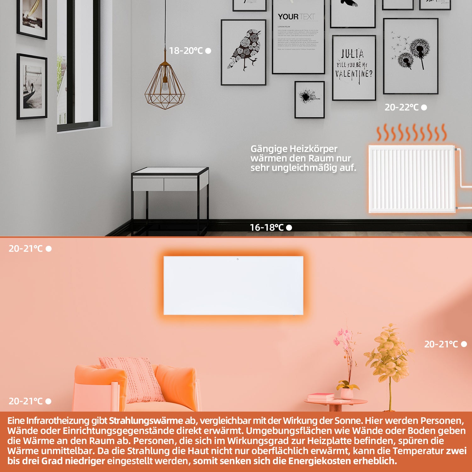 Infrarot-Heizpaneel mit Wifi 700 Watt