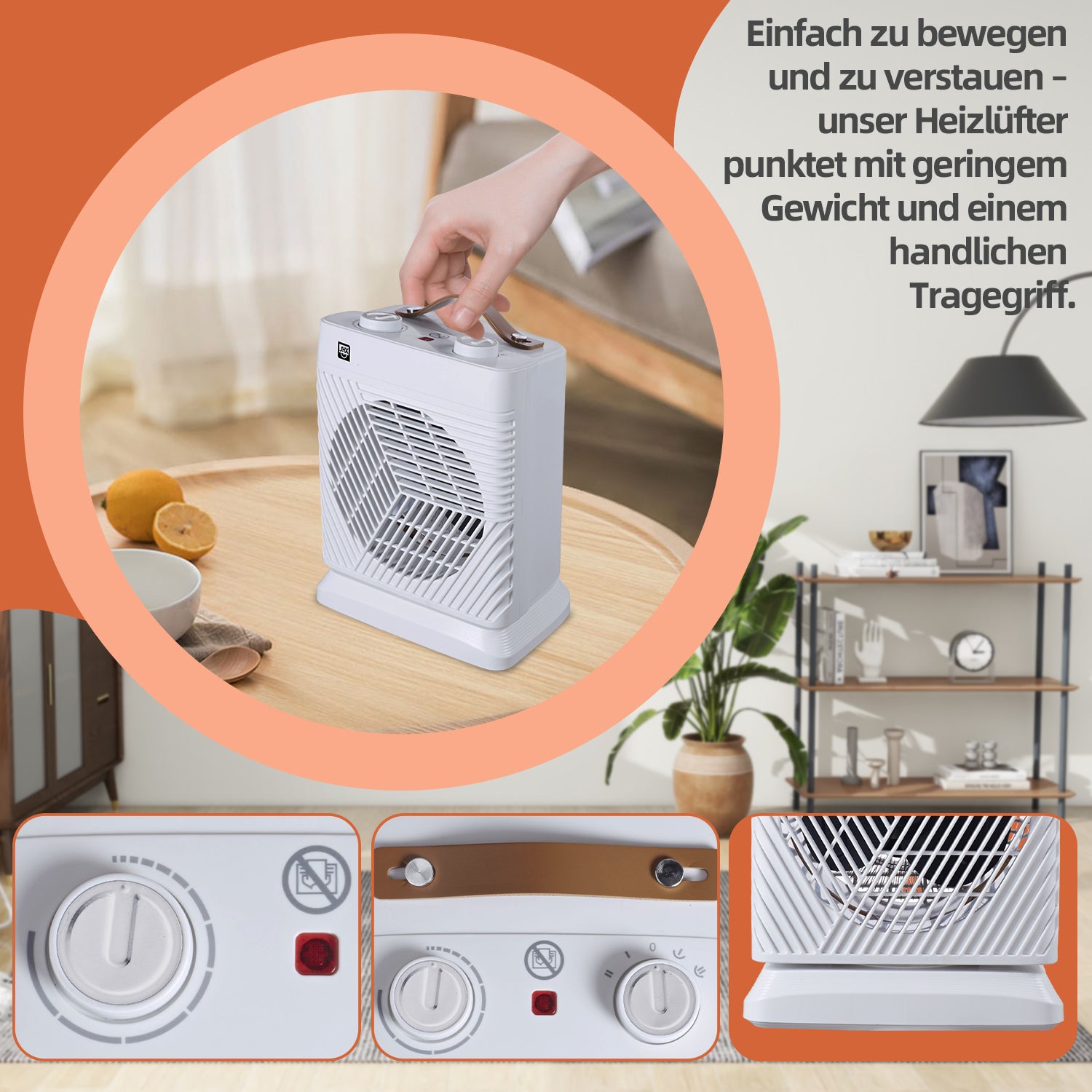 Heizlüfter mit Thermostat und Schwenkfunktion 2000W