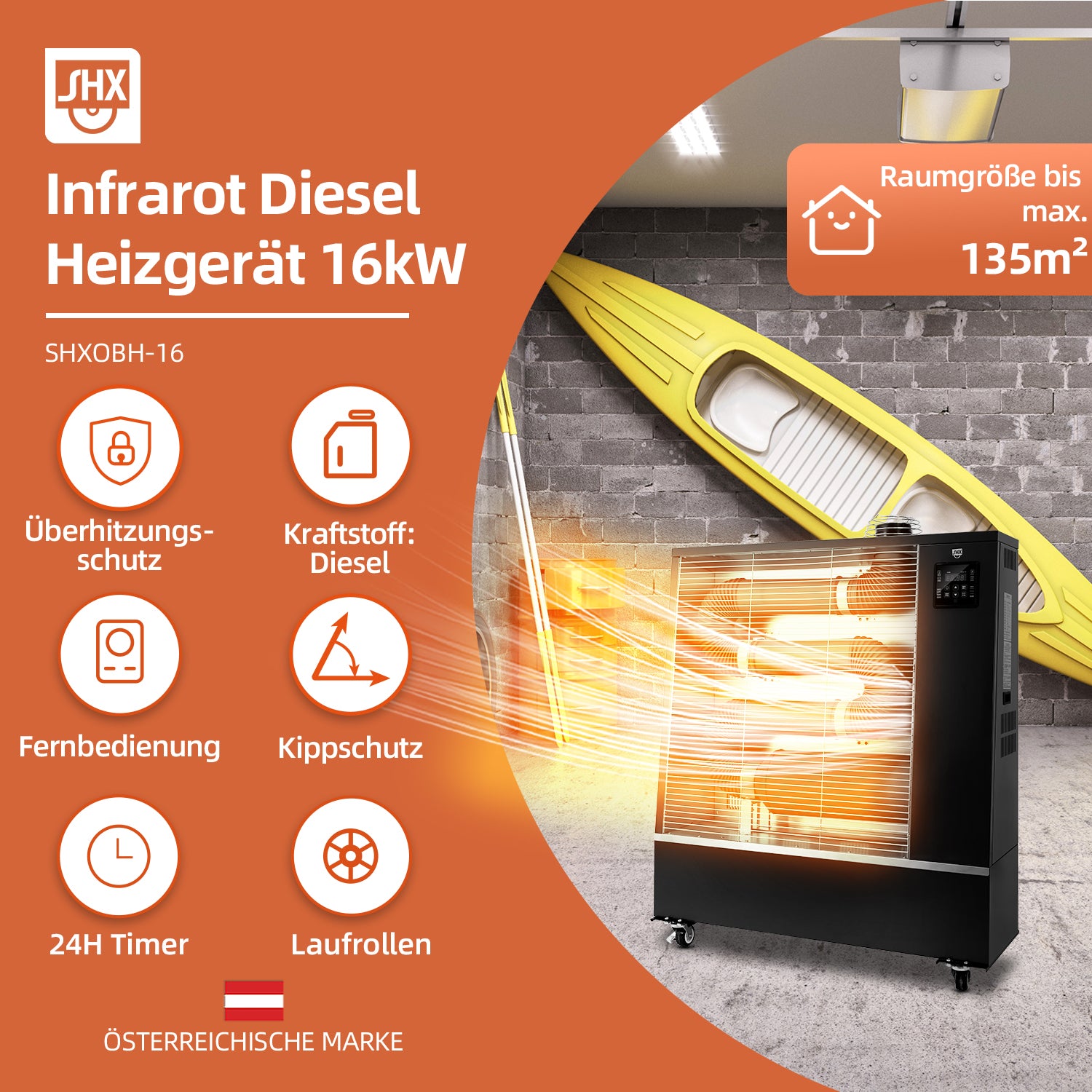Infrarot Dieselheizer 16kW SHXOBH-16