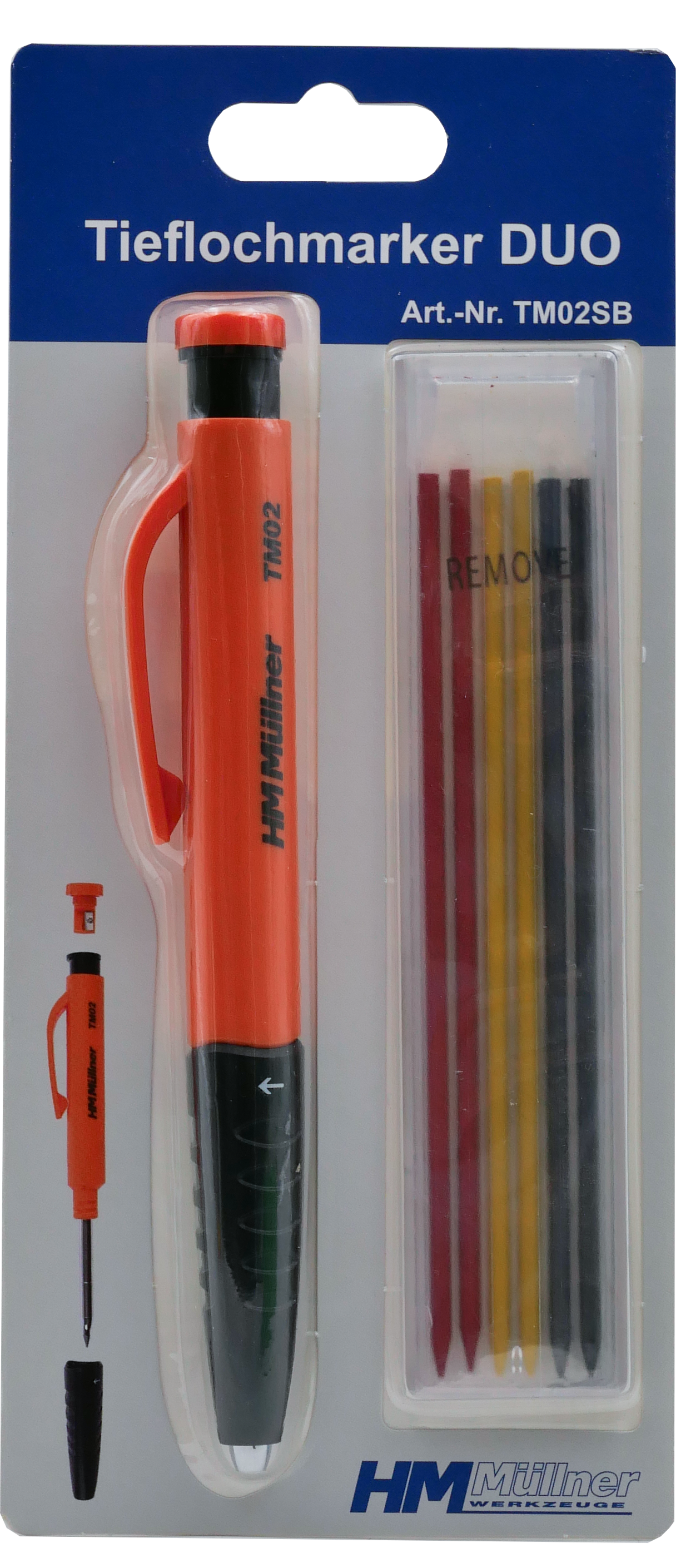 Tieflochmarkerset TM02SB 8-tlg., inklusive 6 Ersatzminen