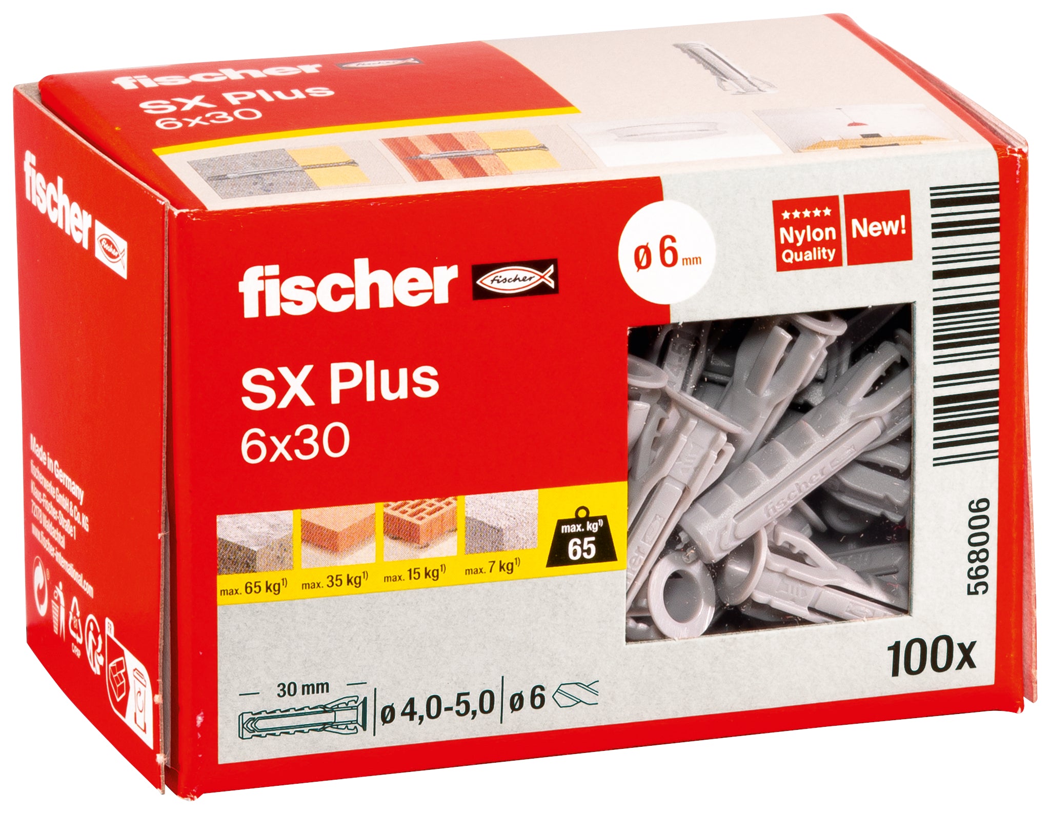 100 Dübel Spreizdübel SX Plus 6 x 30